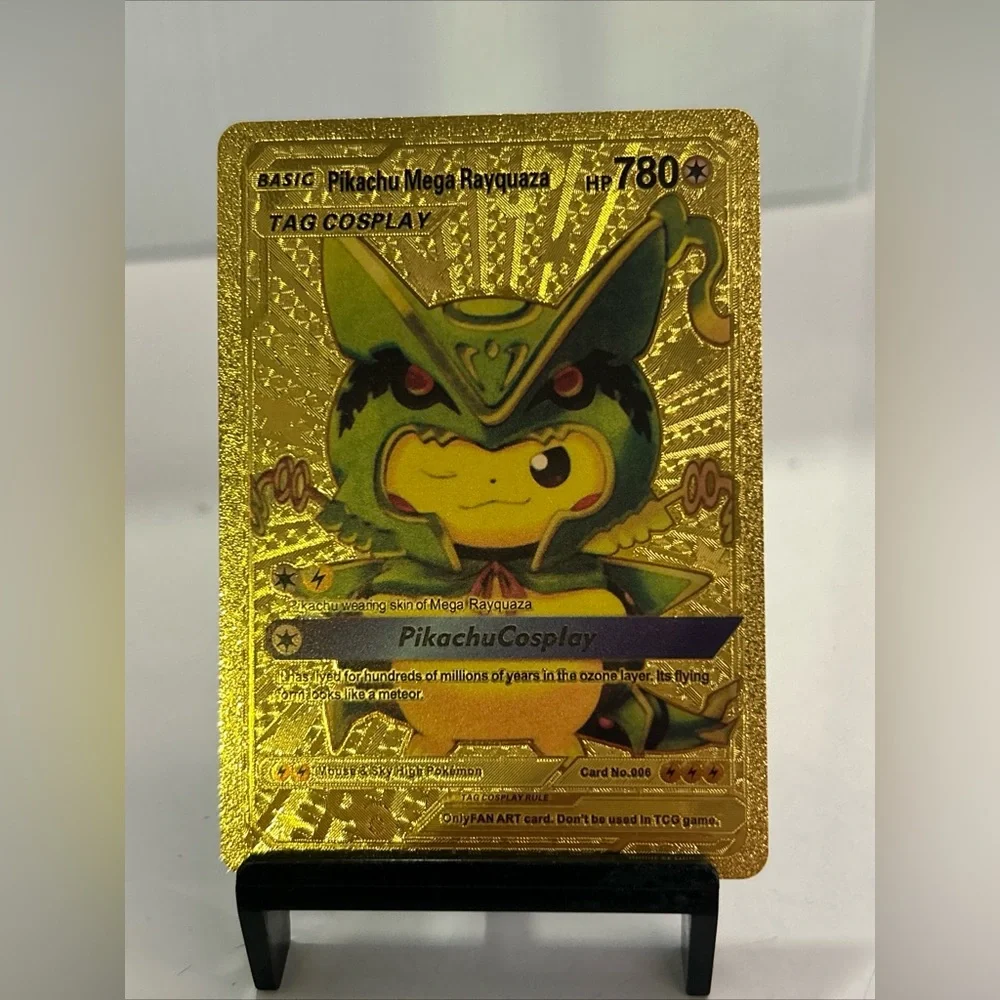 Pokemon | Toys | Pikachu Mega Rayquaza Cosplay Metal Gold Foil Pokemon Card Fan Art Card Hp78 | Poshmark Pokemon | Toys | Pikachu Mega Rayquaza Cosplay Metal Gold Foil Pokemon Card Fan Art Card Hp78 | Poshmark
